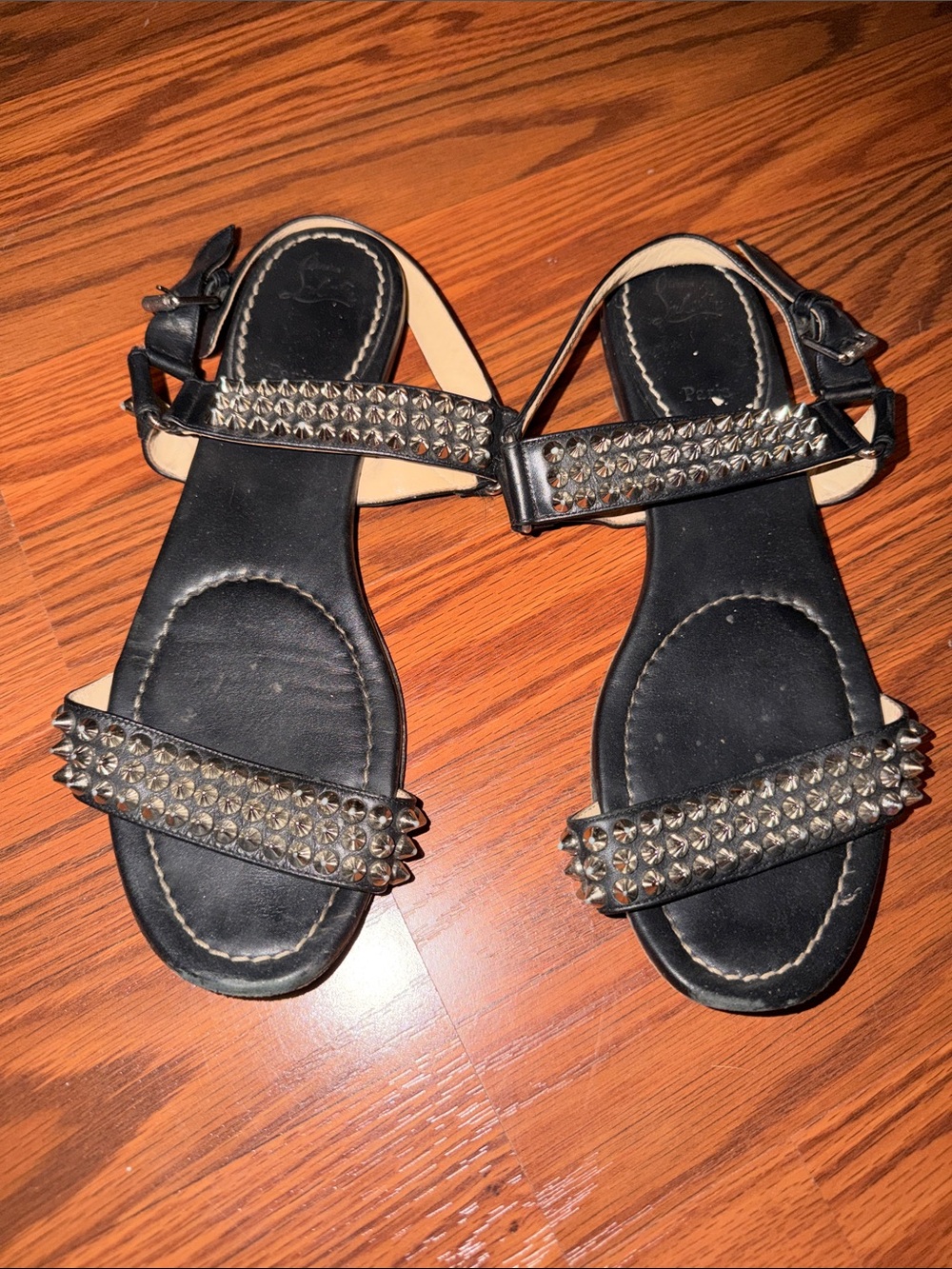 Christian Louboutin Black Studded Leather Sandals